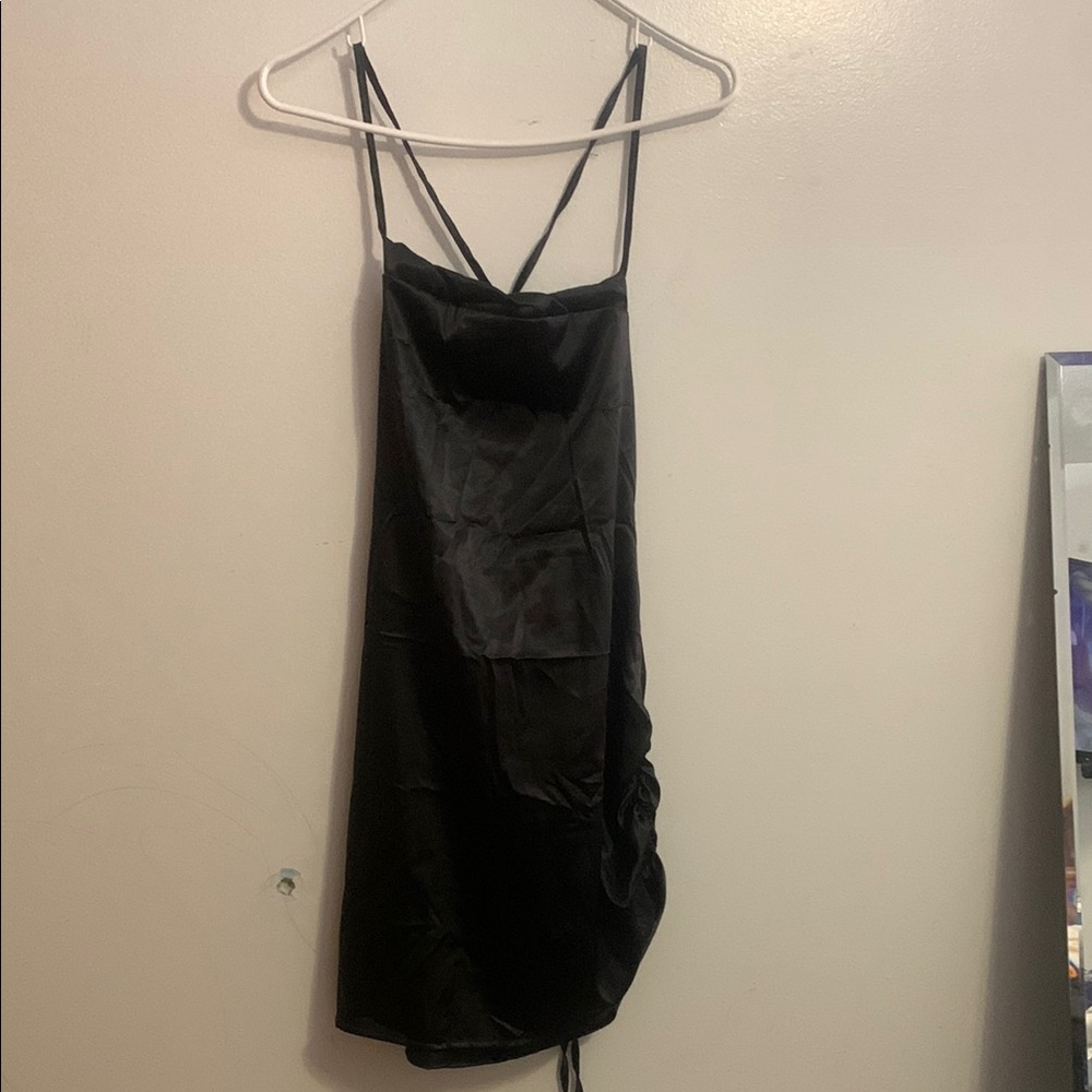 Elegant Black Satin Slip Dress